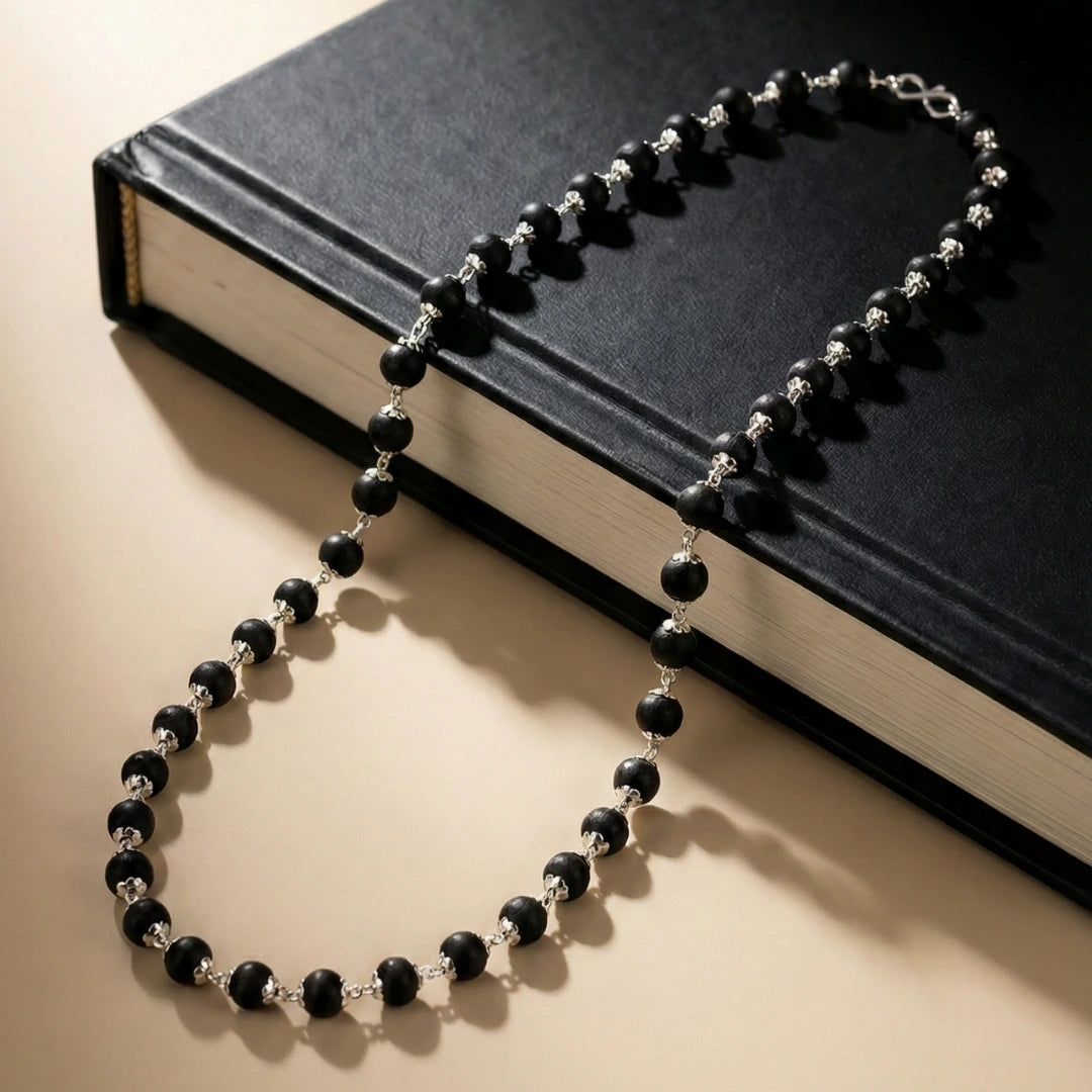 Natural Karungali Silver Capped Malai