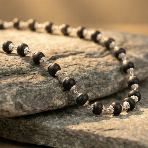 Natural Karungali Silver Capped Malai