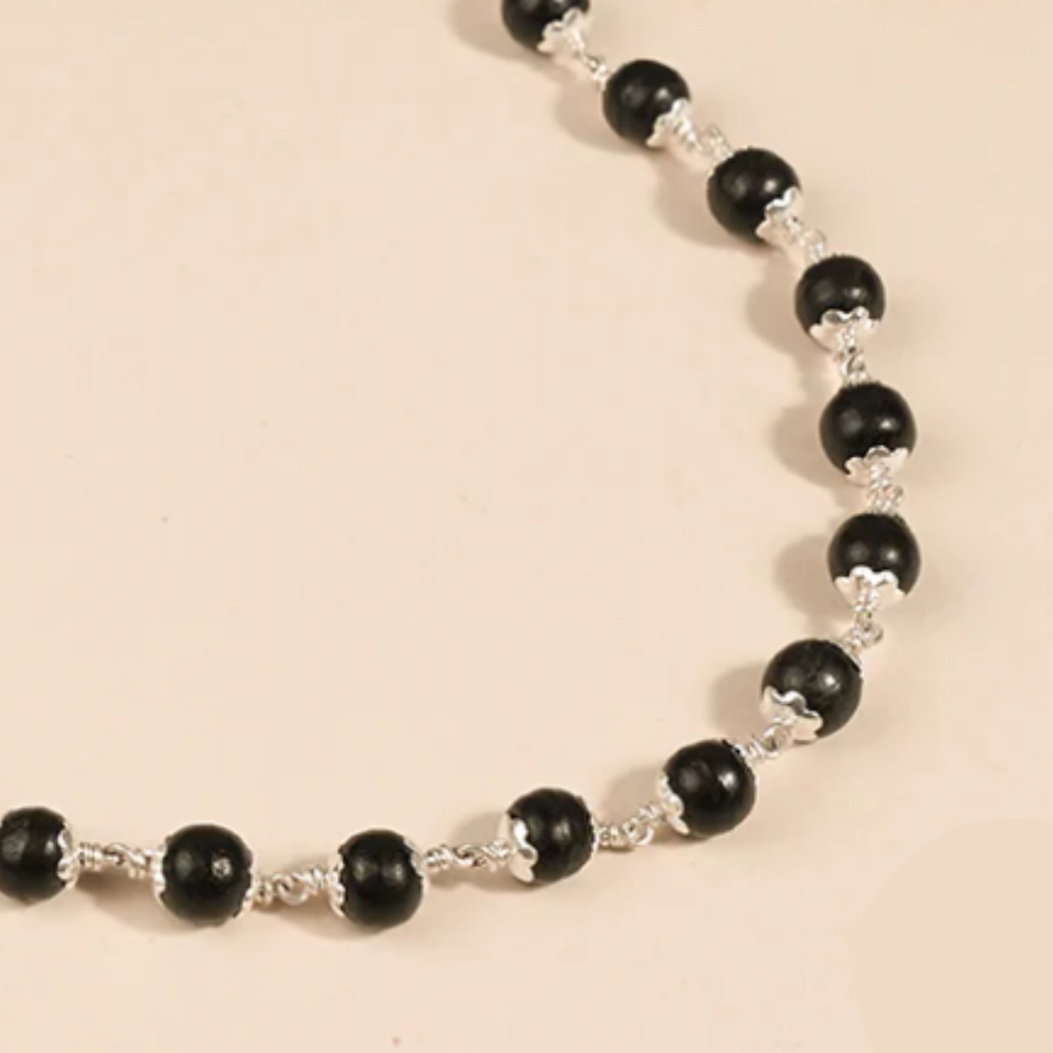 Natural Karungali Silver Capped Malai