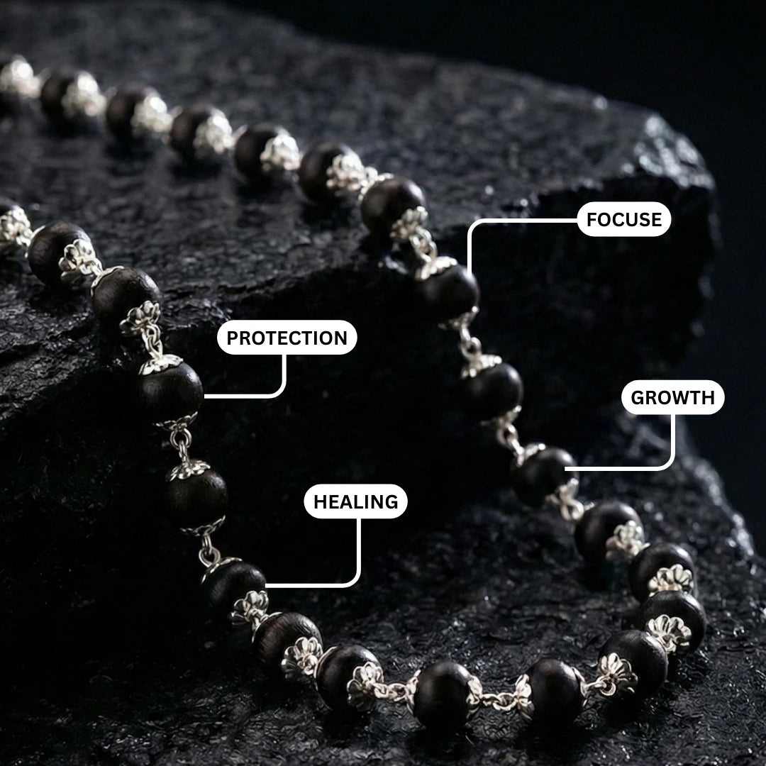 Natural Karungali Silver Capped Malai