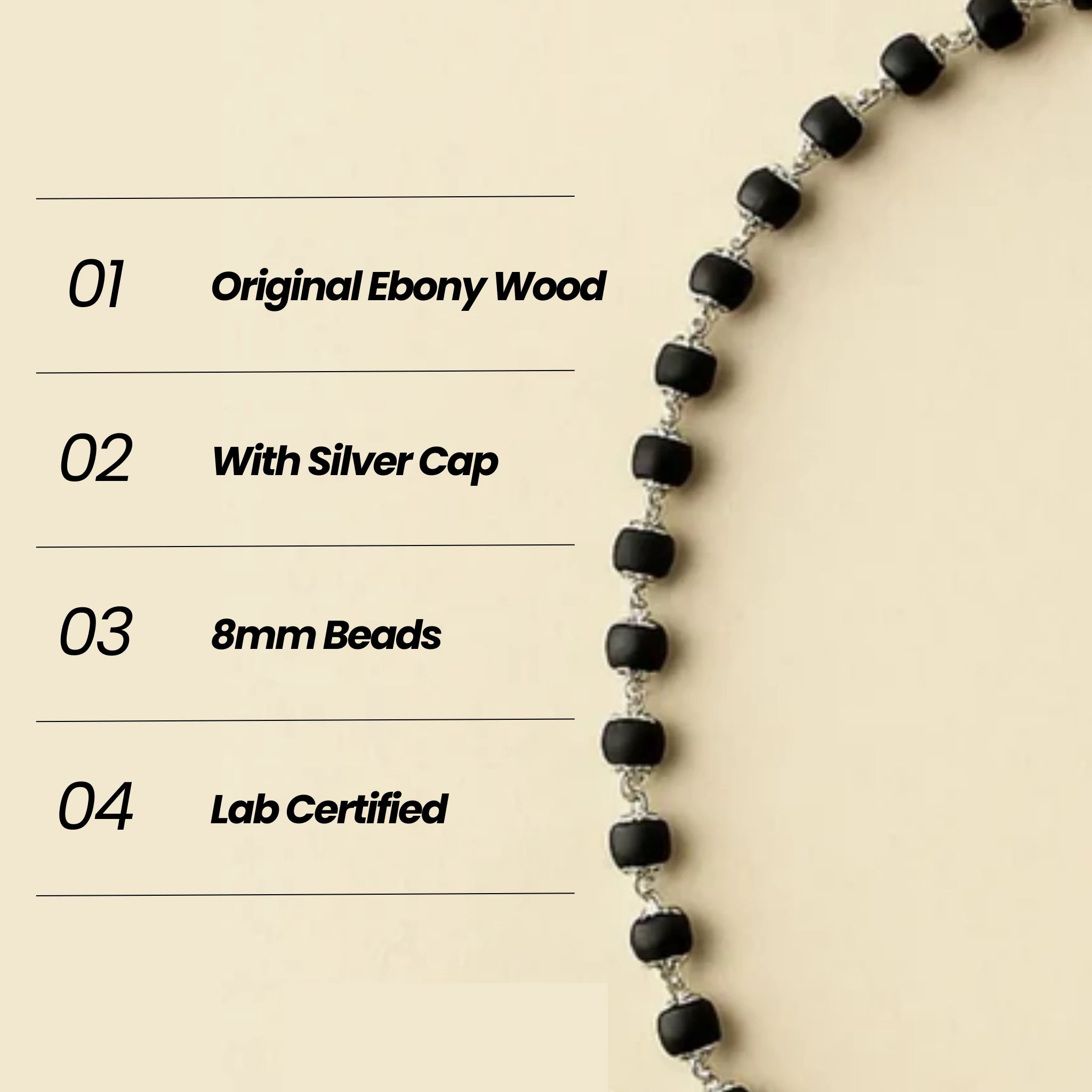 Natural Karungali Silver Capped Malai