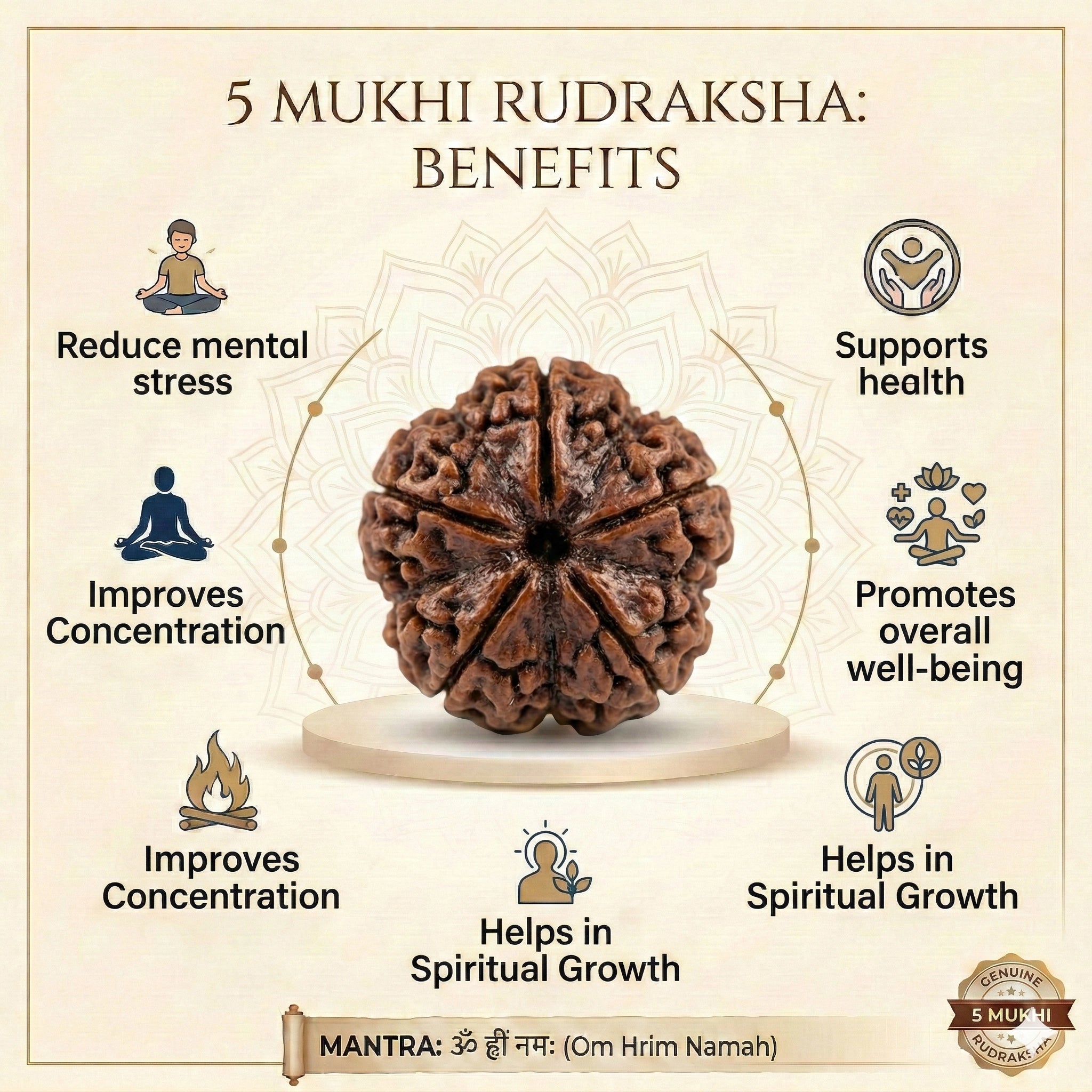 5 Mukhi Nepali Rudraksha - Paanch Mukhi