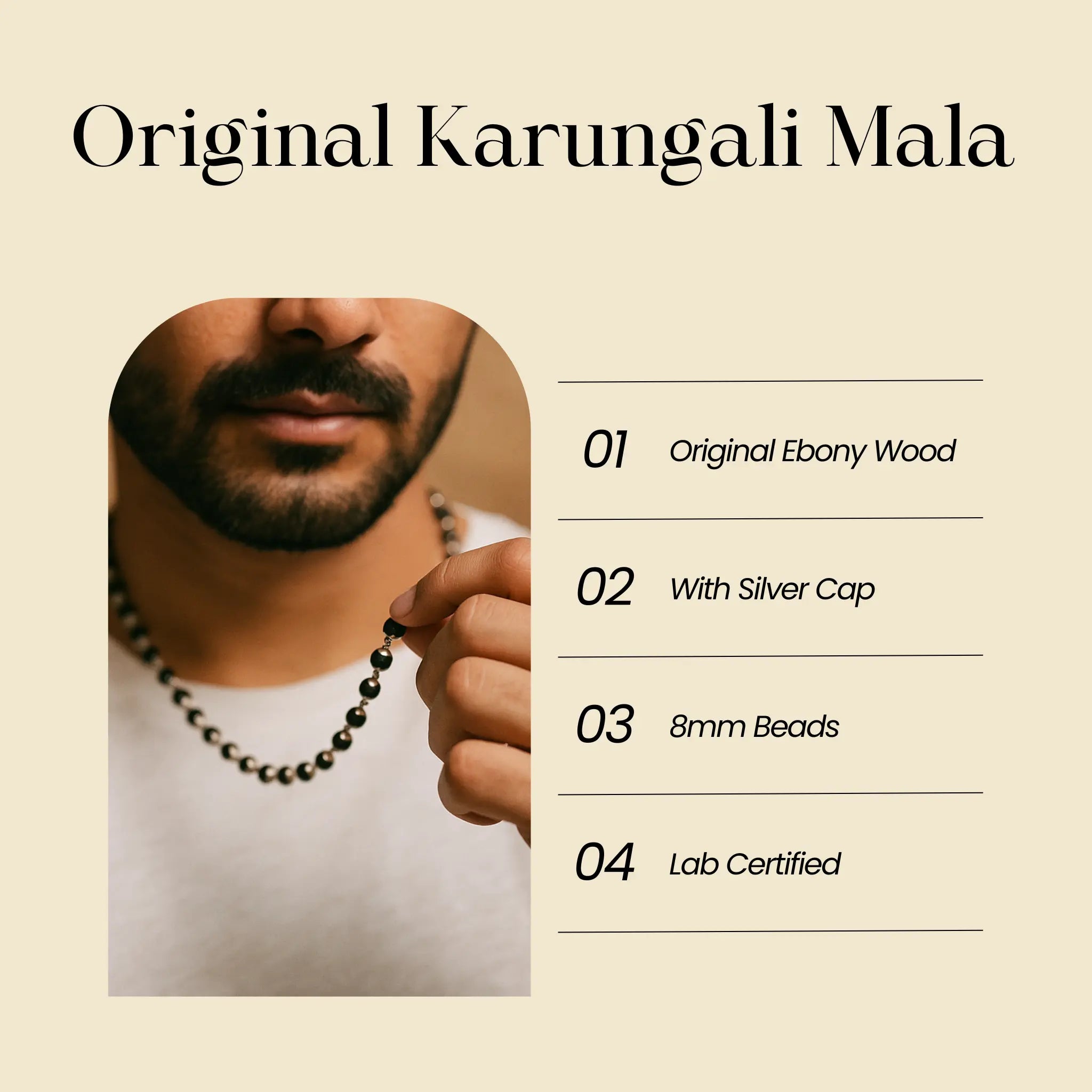Natural Karungali Silver Capped Malai