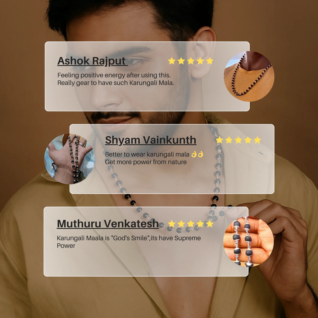 Natural Karungali Silver Capped Malai