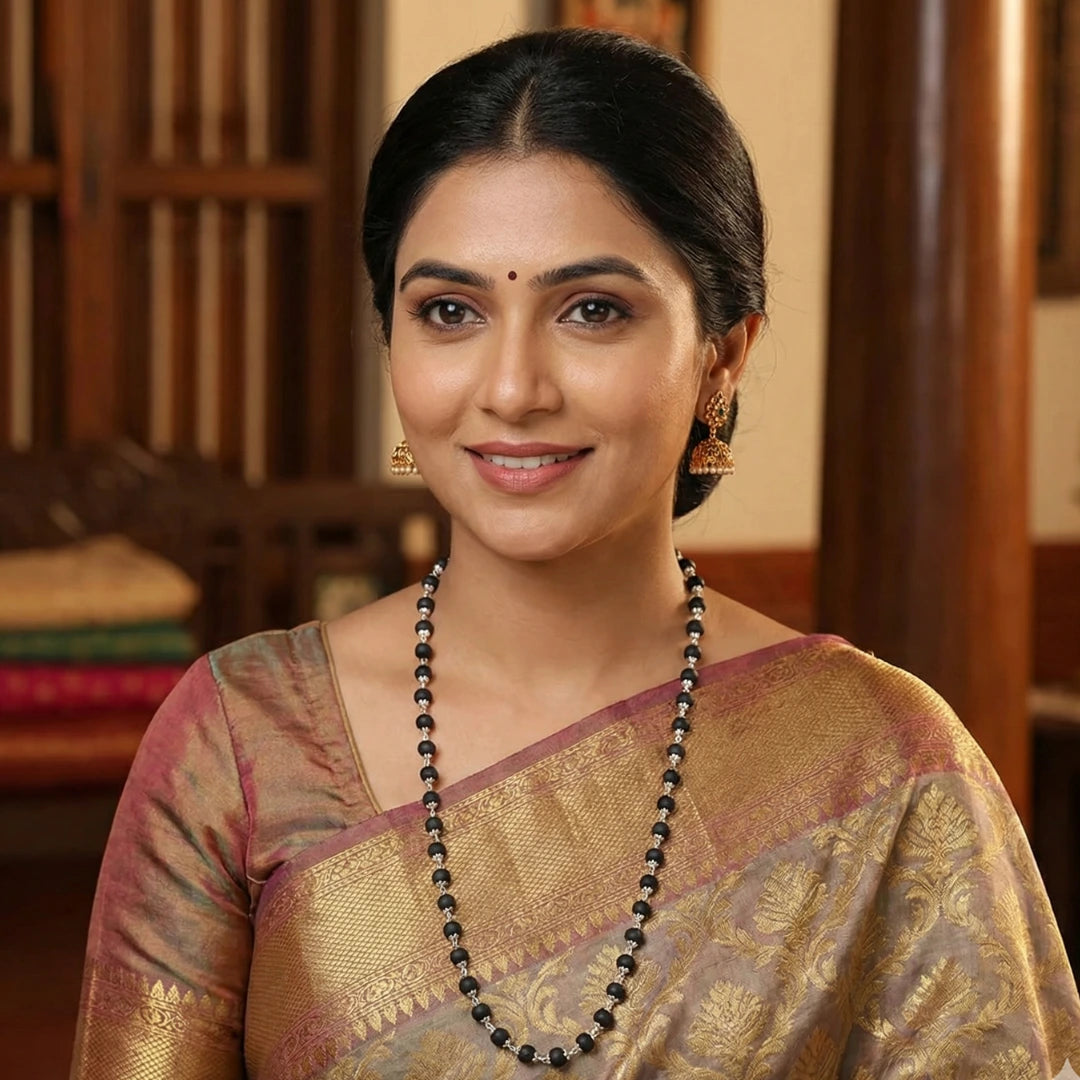 Natural Karungali Silver Capped Malai